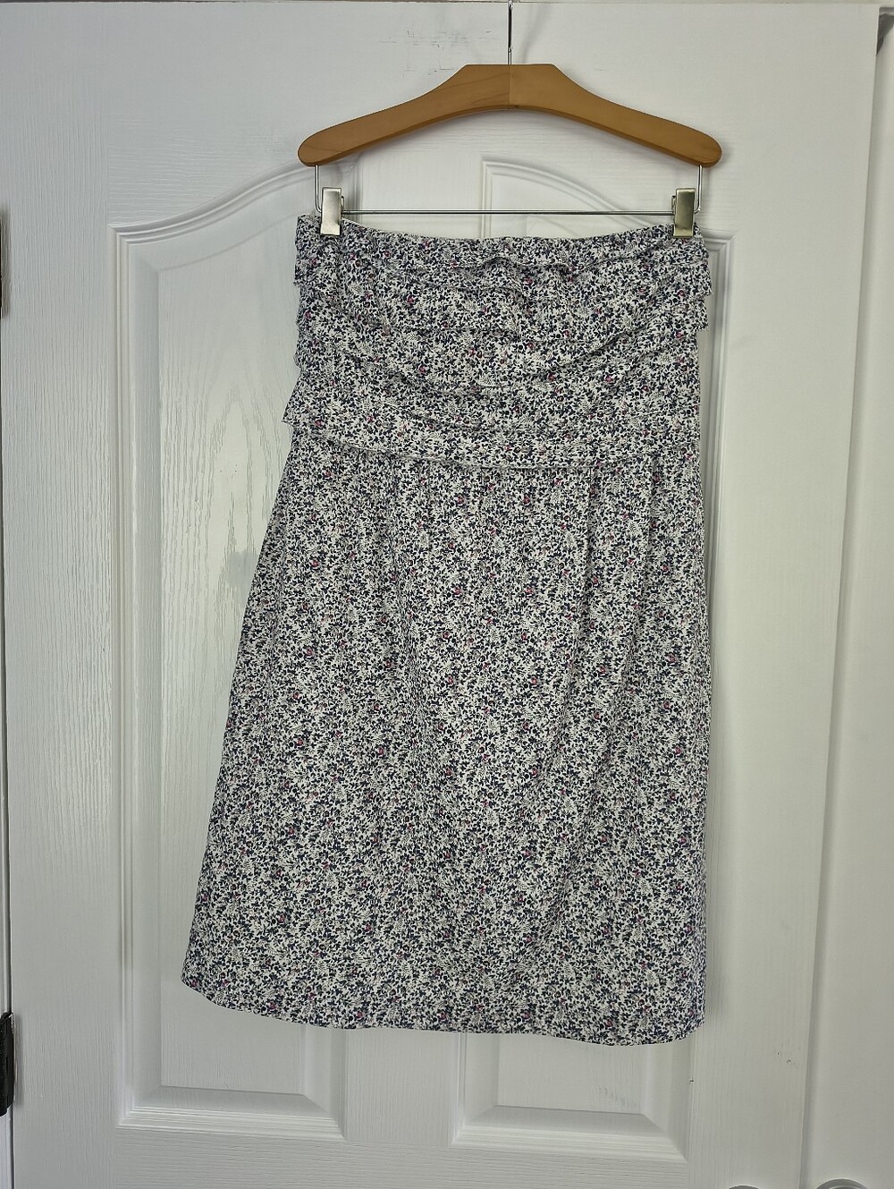 J. Crew White Mini Dress with Navy & Pink Floral Print